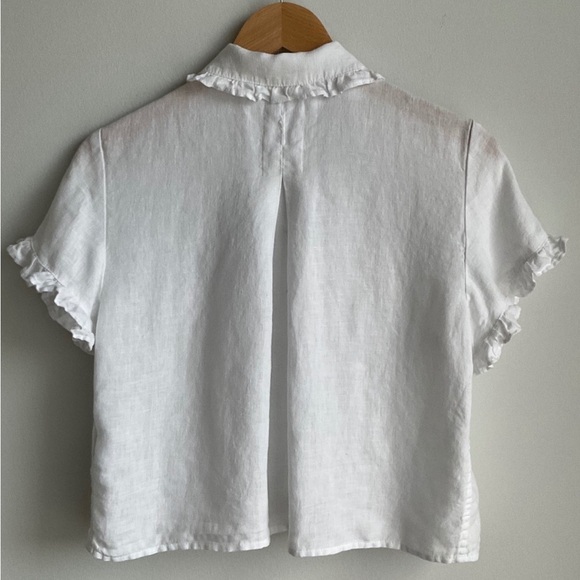 J. Crew Ruffle-trim button-up shirt in linen - Picture 3 of 3